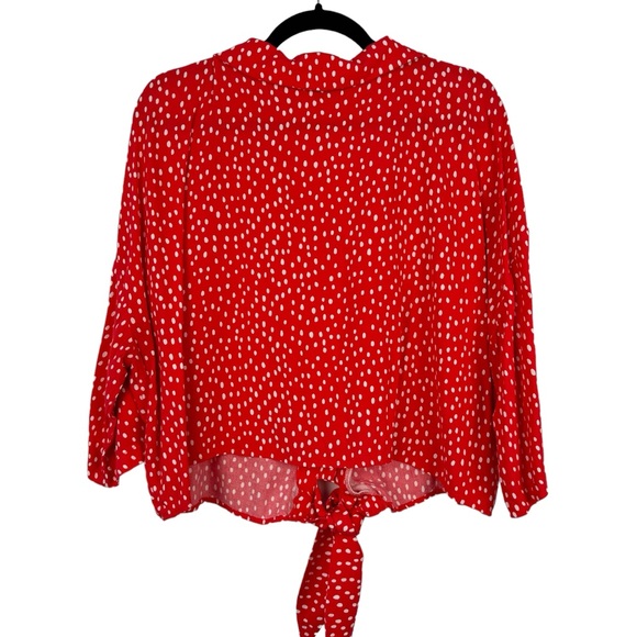 ELOQUII Red Polka Dot Button Down Front Tie Crop Shirt Plus Size 22 Pin-Up Retro - Picture 5 of 11